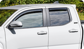 side window deflectors installed on truck