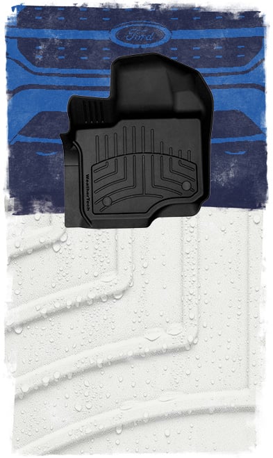 grill of ford f-150 with weathertech floorliner image placed on top