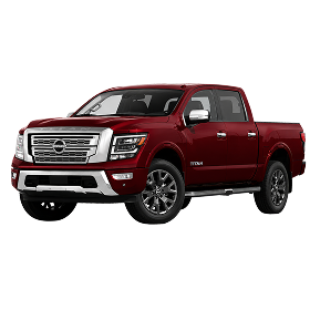image of maroon Nissan Titan truck angled toward the left