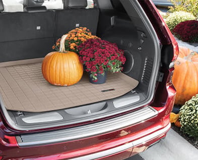 WeatherTech CargoLiner with pumpkins loaded into vehicle.