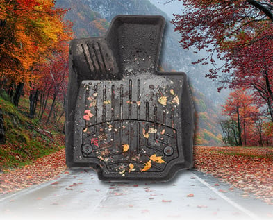 WeatherTech FloorLiner HP pictured on a fall mountain road.