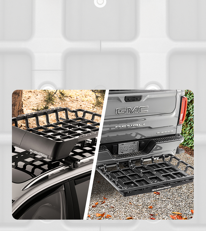 WeatherTech Roof Basket and Hitch Basket installed on vehicles