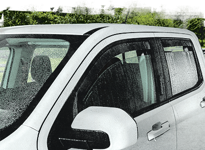 WeatherTech Side Window Deflectors installed on a truck.
