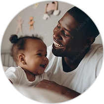 father and infant baby smiling