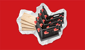 weathertech cargotech pro and plank boards with a crinkled paper-looking white border on a red background